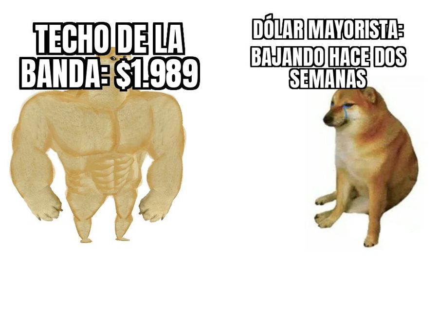 El dólar mayorista bajó dos semanas seguidas y el techo de la banda se va a $1.989,12 en noviembre