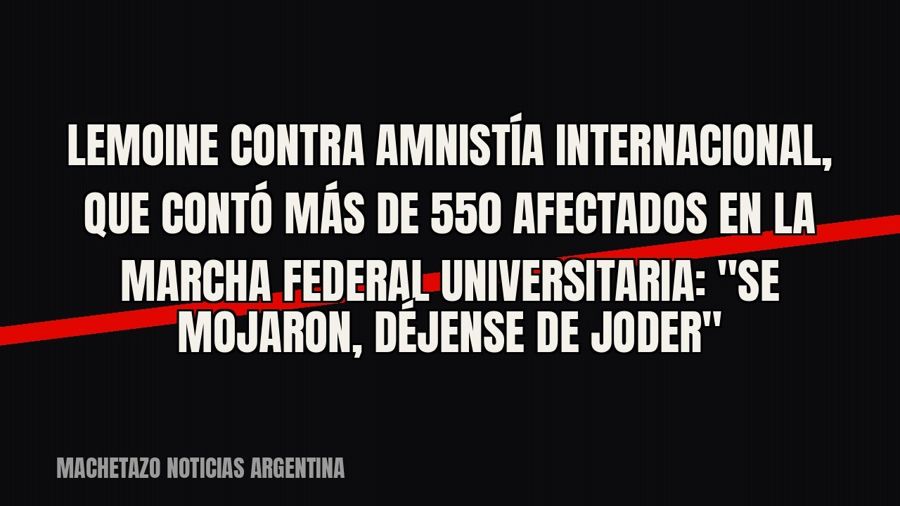 Lemoine contra Amnistía Internacional, que contó más de 550 afectados en la Marcha Federal Universitaria:…