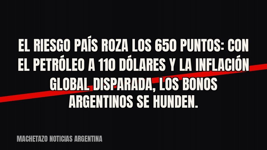 El riesgo país roza los 650 puntos: con el petróleo a 110 dólares y la inflación global disparada, los bonos…