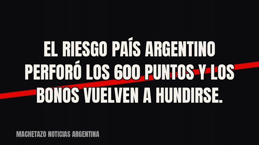 El riesgo país argentino perforó los 600 puntos y los bonos vuelven a hundirse.