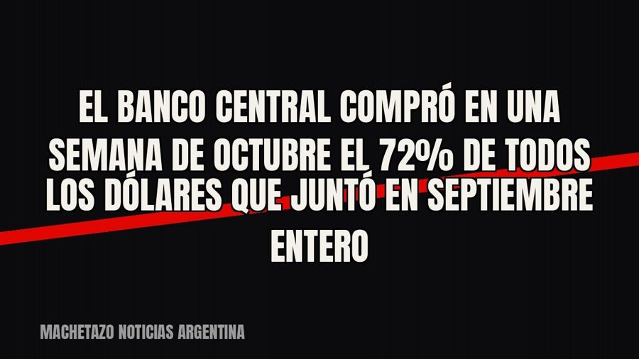 El Banco Central compró en una semana de octubre el 72% de todos los dólares que juntó en septiembre entero