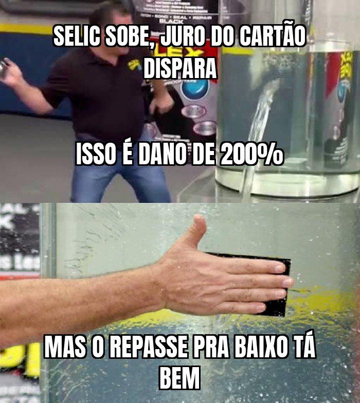Juro sobe rápido pro consumidor, mas pra descer é capenga.