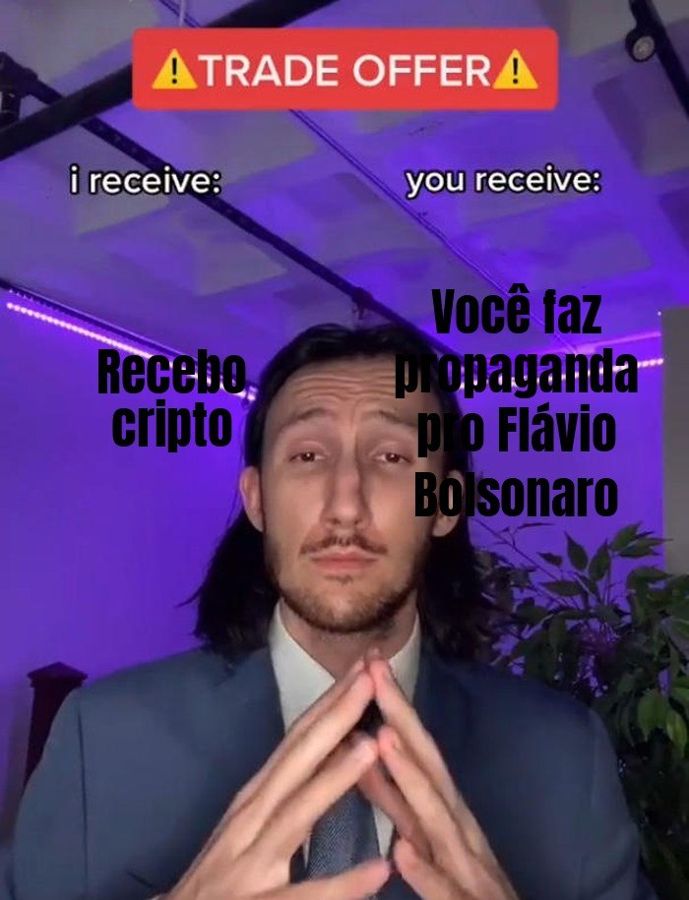 Site paga em criptomoedas quem divulgar conteúdo pedindo voto em Flávio Bolsonaro.