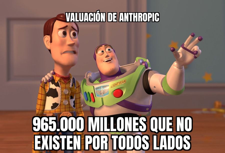 Anthropic ahora vale 965.000 millones de dólares, sobre papel.