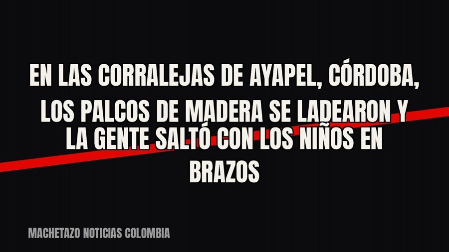 En las corralejas de Ayapel, Córdoba, los palcos de madera se ladearon y la gente saltó con los niños en…