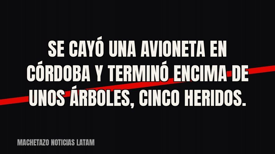Se cayó una avioneta en Córdoba y terminó encima de unos árboles, cinco heridos.