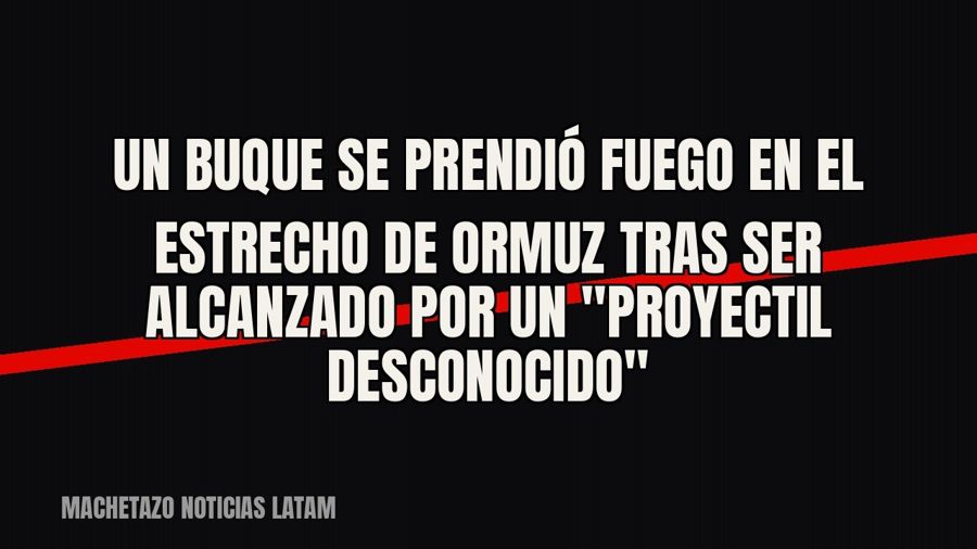 Un buque se prendió fuego en el estrecho de Ormuz tras ser alcanzado por un "proyectil desconocido"