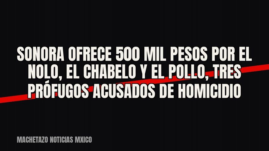 Sonora ofrece 500 mil pesos por “El Nolo”, “El Chabelo” y “El Pollo”, tres prófugos acusados de homicidio