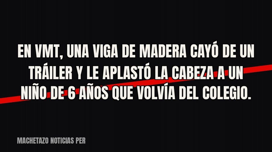 En VMT, una viga de madera cayó de un tráiler y le aplastó la cabeza a un niño de 6 años que volvía del…